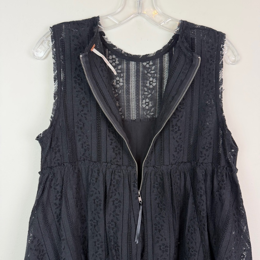 Free People Tu Es La Lace Babydoll Mini Dress in Black Size M - Picture 12 of 16